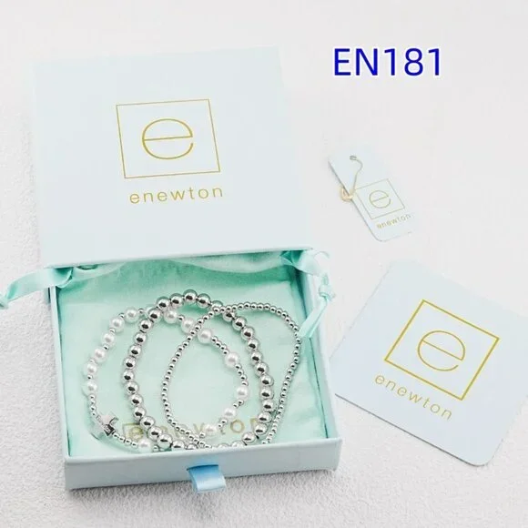 Enewton White Gold Beaded Bracelet Set